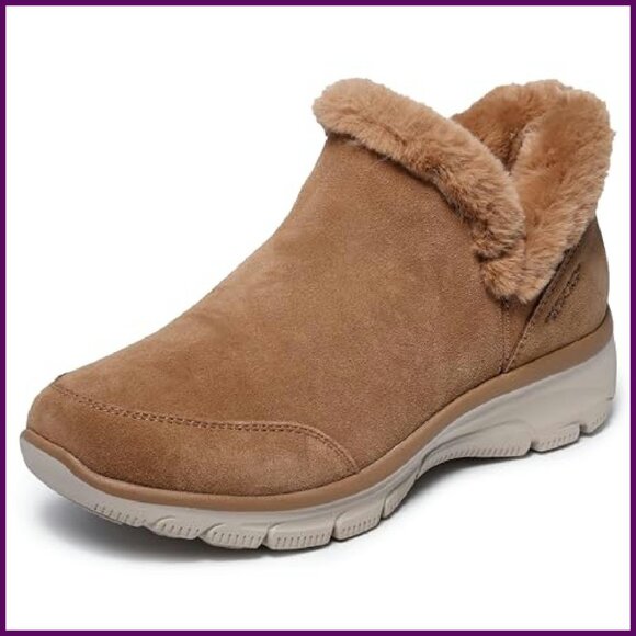 Hands-Free Slip-On Booties with Memory Foam, Suede & Faux Fur - Picture 2 of 7